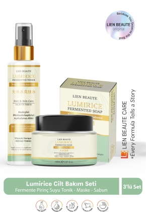 Lumirice Fermente Pirinç Suyu Maske, Tonik, Sabun Asya Kültürü Cilt Bakım Seti Lumirice Fermente Pirinç Suyu Maske, Tonik, Sabun Asya Kültürü Cilt Bakım Seti